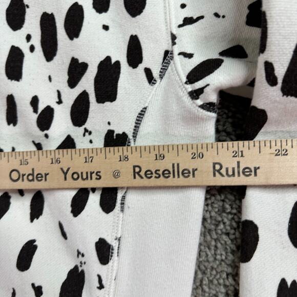 Champion Reverse Weave Hoodie Womens M White Black Cow Spots Sweatshirt - Picture 11 of 12
